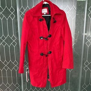 Nautica Red Trench Coat with Toggle Closures(vintage, wind and rain resistant)